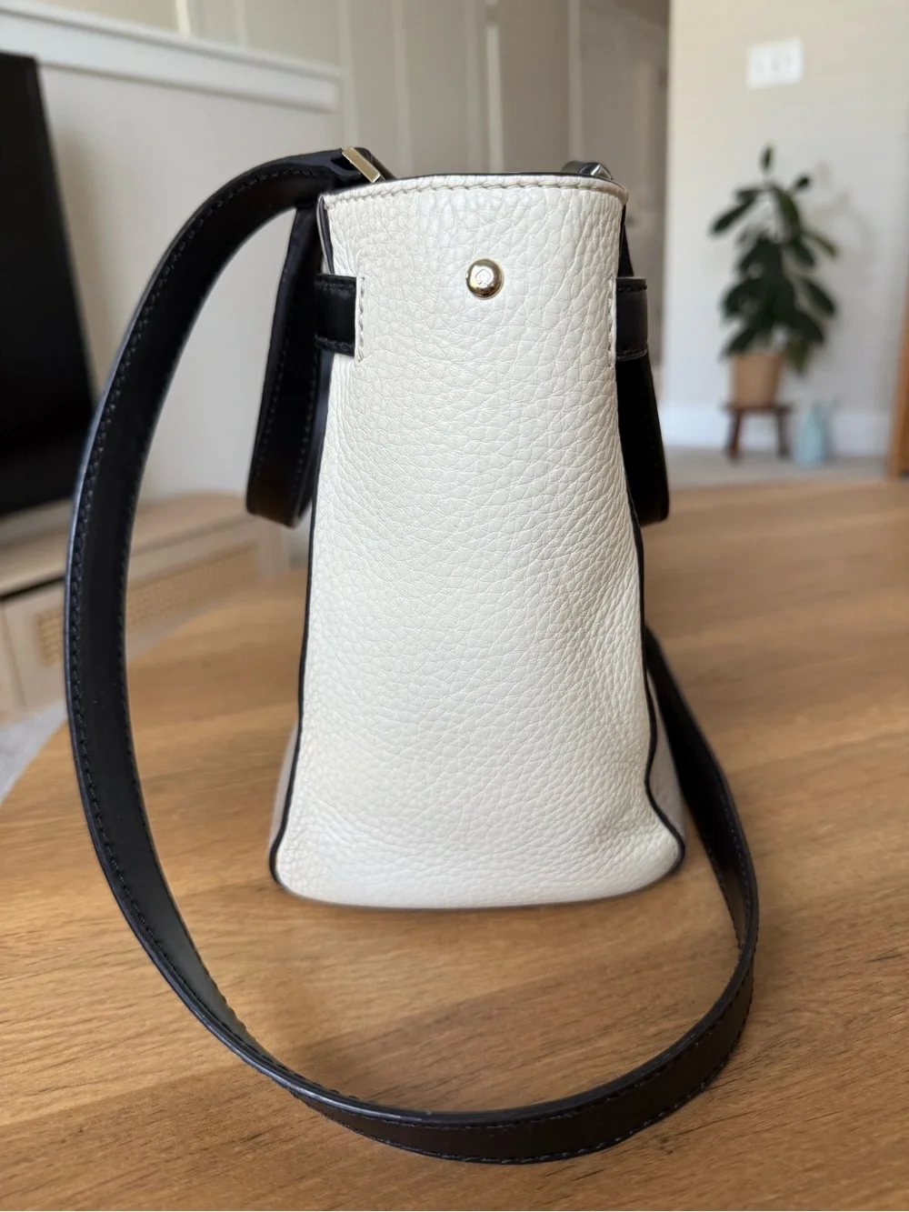 Kate Spade Houston Street Grey Taupe White Two Tone Satchel Handbag